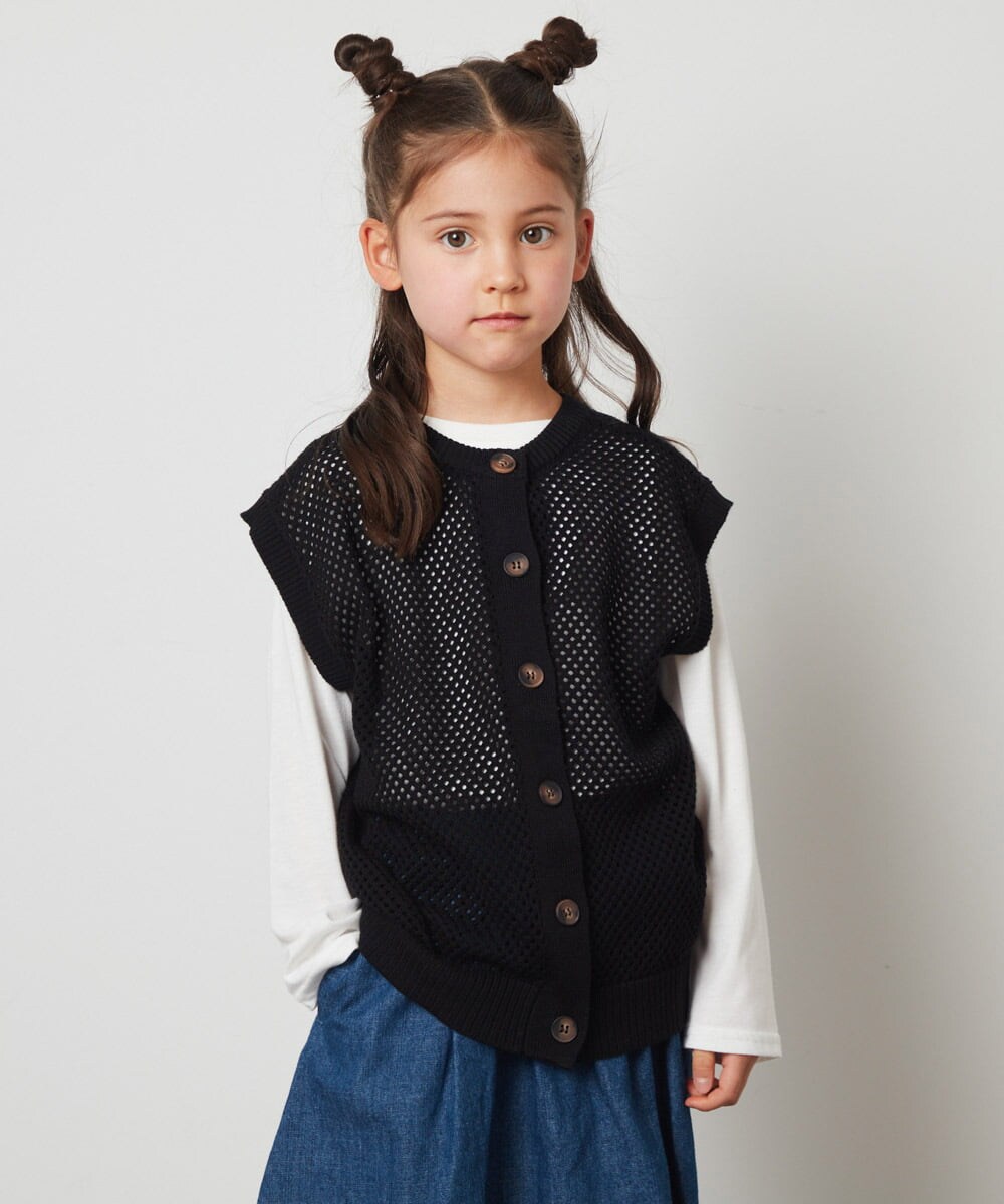 KJFFU40049 a.v.v KIDS(アー・ヴェ・ヴェ) [160]【2点セット/2WAY】バックボタンメッシュニットベストセット グリーン
