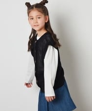 KJFFU40049 a.v.v KIDS(アー・ヴェ・ヴェ) [160]【2点セット/2WAY】バックボタンメッシュニットベストセット ブラック