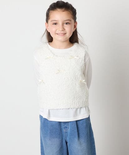 KJFJA30044 a.v.v KIDS [120-160]リボンヤーンニットベストセット