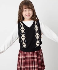 KJFJD02044 a.v.v KIDS(アー・ヴェ・ヴェ) [130-160]【洗える】アーガイルニットベストセット ブラック