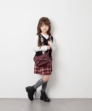 KJFJD02044 a.v.v KIDS(アー・ヴェ・ヴェ) [130-160]【洗える】アーガイルニットベストセット ブラック