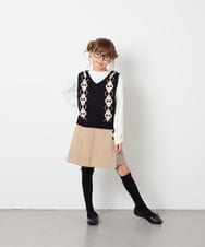 KJFJD02044 a.v.v KIDS(アー・ヴェ・ヴェ) [130-160]【洗える】アーガイルニットベストセット ブラック
