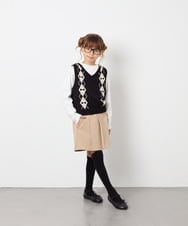 KJFJD02044 a.v.v KIDS(アー・ヴェ・ヴェ) [130-160]【洗える】アーガイルニットベストセット ブラック