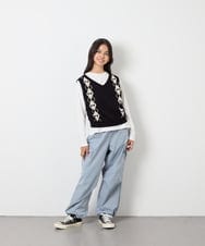 KJFJD02044 a.v.v KIDS(アー・ヴェ・ヴェ) [130-160]【洗える】アーガイルニットベストセット ブラック