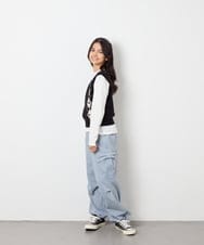 KJFJD02044 a.v.v KIDS(アー・ヴェ・ヴェ) [130-160]【洗える】アーガイルニットベストセット ブラック