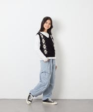 KJFJD02044 a.v.v KIDS(アー・ヴェ・ヴェ) [130-160]【洗える】アーガイルニットベストセット ブラック