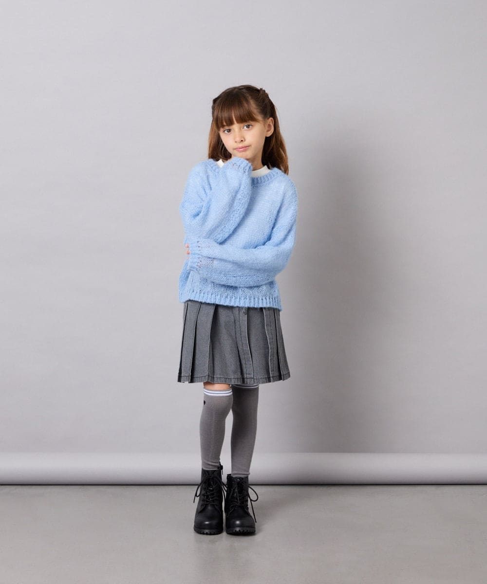 KJFJD07044 a.v.v KIDS(アー・ヴェ・ヴェ) [130-160]【手洗い】モヘアニットセット ライトブルー