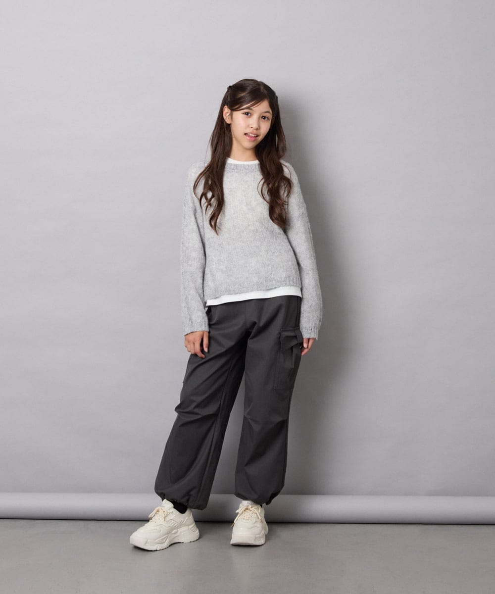 KJFJD07044 a.v.v KIDS(アー・ヴェ・ヴェ) [130-160]【手洗い】モヘアニットセット グレー