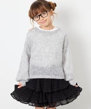 KJFJD07044 a.v.v KIDS(アー・ヴェ・ヴェ) [130-160]【手洗い】モヘアニットセット グレー