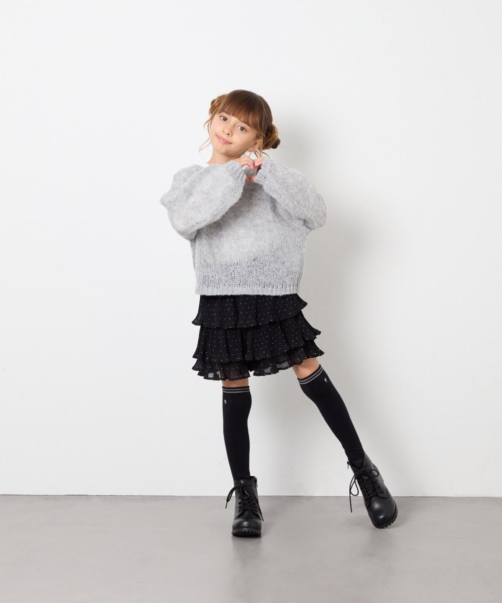 KJFJD07044 a.v.v KIDS(アー・ヴェ・ヴェ) [130-160]【手洗い】モヘアニットセット グレー