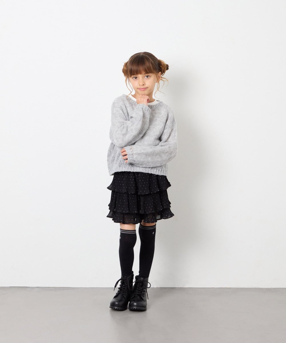 KJFJD07044 a.v.v KIDS(アー・ヴェ・ヴェ) [130-160]【手洗い】モヘアニットセット グレー