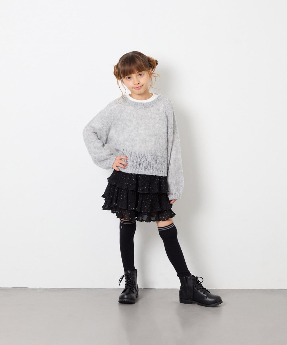 KJFJD07044 a.v.v KIDS(アー・ヴェ・ヴェ) [130-160]【手洗い】モヘアニットセット グレー