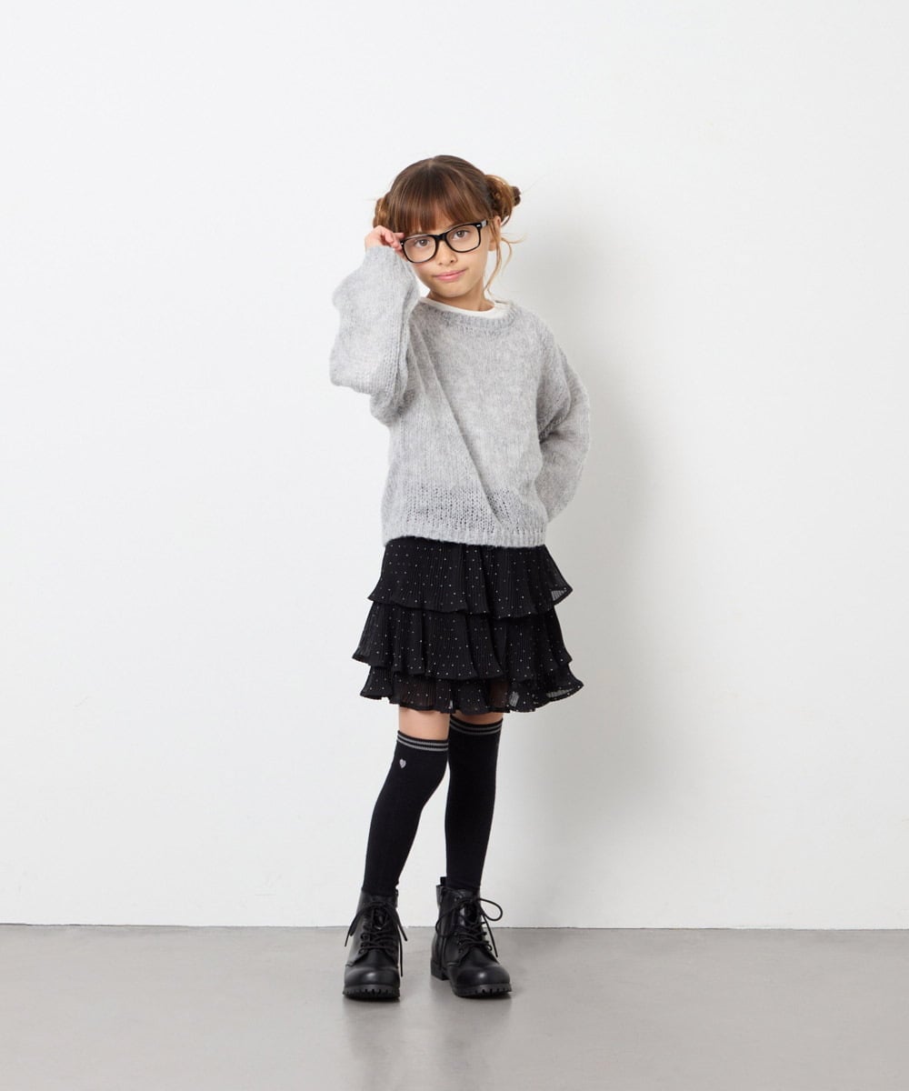 KJFJD07044 a.v.v KIDS(アー・ヴェ・ヴェ) [130-160]【手洗い】モヘアニットセット グレー
