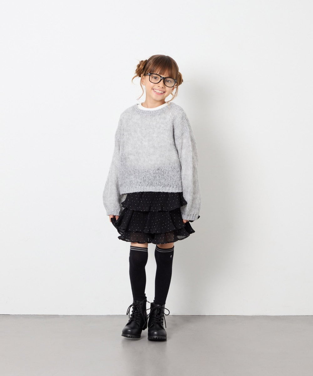 KJFJD07044 a.v.v KIDS(アー・ヴェ・ヴェ) [130-160]【手洗い】モヘアニットセット グレー