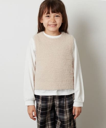 KJFKS44039 a.v.v KIDS [100-130]【2点セット】フェザーヤーンニットベストセット