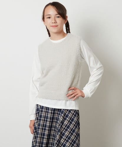 KJFKT44044 a.v.v KIDS [140-150]【2点セット】フェザーヤーンニットベストセット
