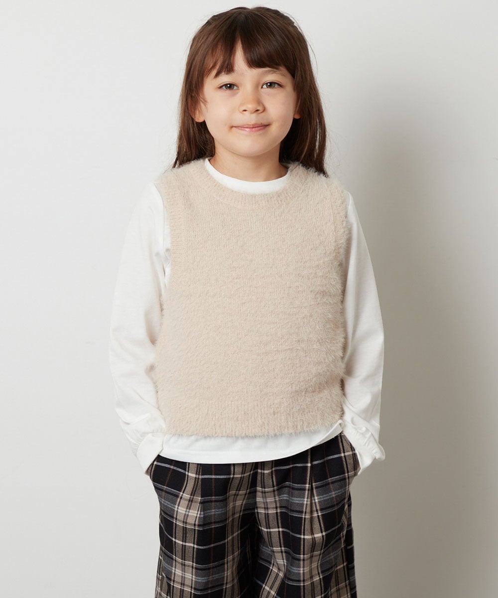 KJFKT44044 a.v.v KIDS(アー・ヴェ・ヴェ) [140-150]【2点セット】フェザーヤーンニットベストセット ライトグレー