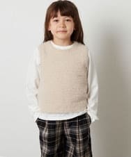 KJFKT44044 a.v.v KIDS(アー・ヴェ・ヴェ) [140-150]【2点セット】フェザーヤーンニットベストセット ライトグレー