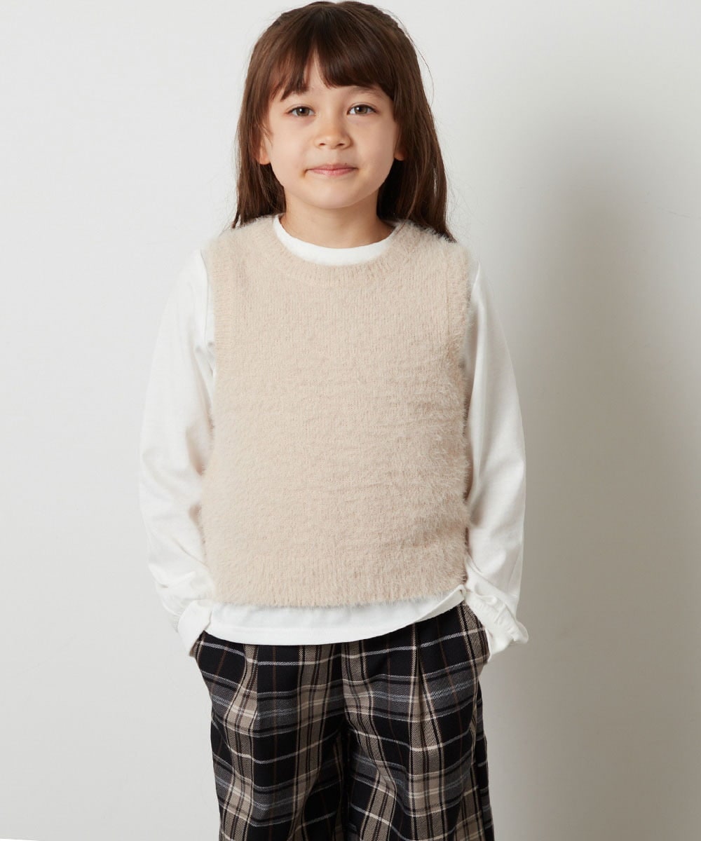 KJFKT44044 a.v.v KIDS(アー・ヴェ・ヴェ) [140-150]【2点セット】フェザーヤーンニットベストセット ライトグレー