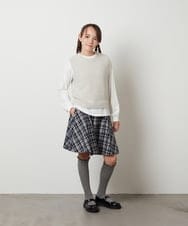 KJFKT44044 a.v.v KIDS(アー・ヴェ・ヴェ) [140-150]【2点セット】フェザーヤーンニットベストセット ライトグレー