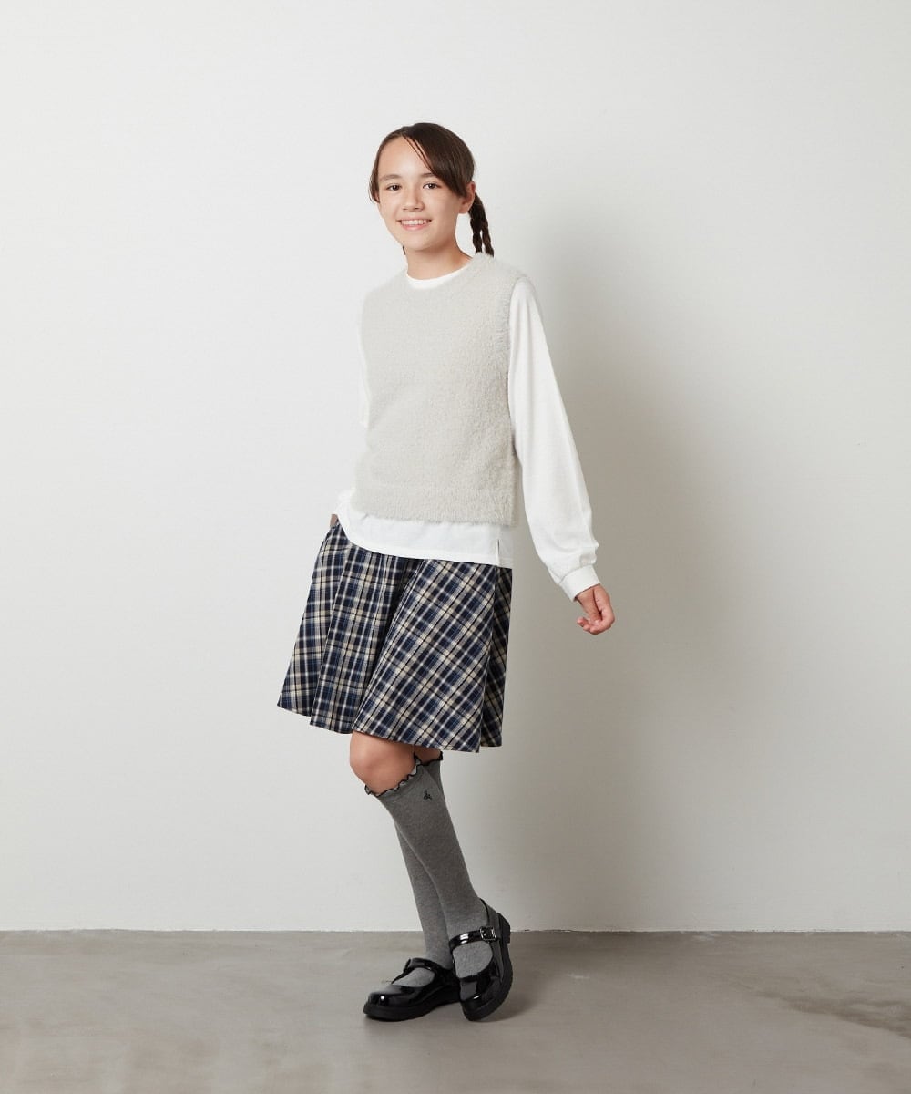 KJFKT44044 a.v.v KIDS(アー・ヴェ・ヴェ) [140-150]【2点セット】フェザーヤーンニットベストセット ライトグレー