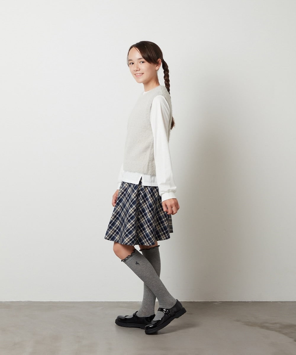KJFKT44044 a.v.v KIDS(アー・ヴェ・ヴェ) [140-150]【2点セット】フェザーヤーンニットベストセット ライトグレー