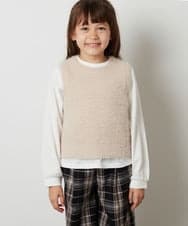 KJFKT44044 a.v.v KIDS(アー・ヴェ・ヴェ) [140-150]【2点セット】フェザーヤーンニットベストセット ライトグレー