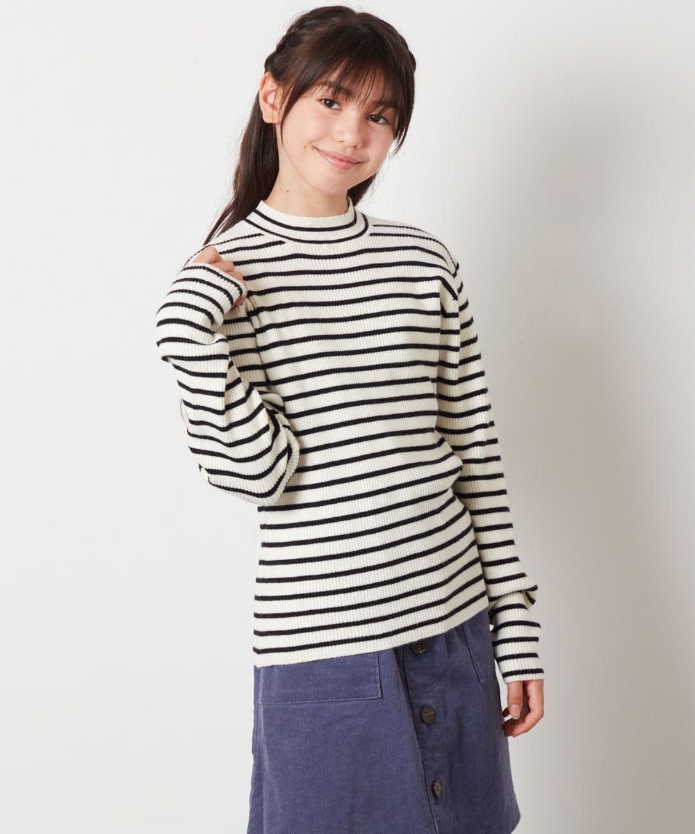 KJFLV62022 a.v.v KIDS(アー・ヴェ・ヴェ) [120-130]ハイネックリブニット ボーダー