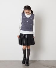 KJHAD30039 a.v.v KIDS(アー・ヴェ・ヴェ) [120-160]フェイクレザープリーツスカート ブラック