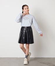 KJHAD30039 a.v.v KIDS(アー・ヴェ・ヴェ) [120-160]フェイクレザープリーツスカート ブラック