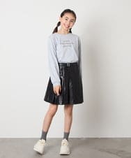 KJHAD30039 a.v.v KIDS(アー・ヴェ・ヴェ) [120-160]フェイクレザープリーツスカート ブラック