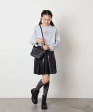KJHAD30039 a.v.v KIDS(アー・ヴェ・ヴェ) [120-160]フェイクレザープリーツスカート ブラック