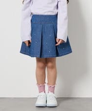 KJHFB34044 a.v.v KIDS(アー・ヴェ・ヴェ) [140-150]ビジュー付きデニムタックスカート ブルー
