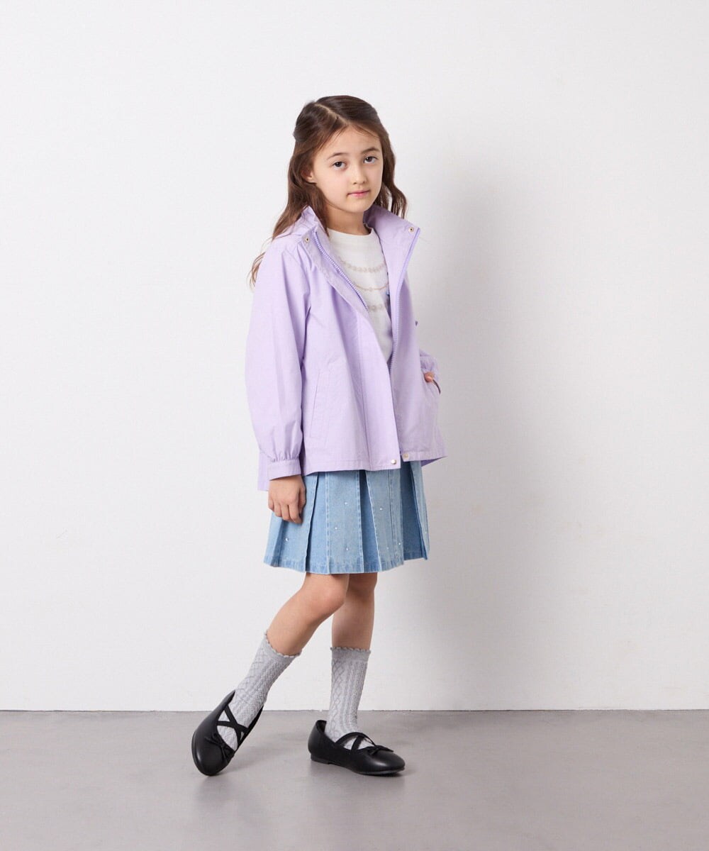 KJHFD30039 a.v.v KIDS(アー・ヴェ・ヴェ) [120-160]ビジューデニムプリーツスカート ライトブルー