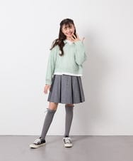 KJHFD30039 a.v.v KIDS(アー・ヴェ・ヴェ) [120-160]ビジューデニムプリーツスカート ライトグレー