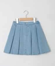 KJHFD30039 a.v.v KIDS(アー・ヴェ・ヴェ) [120-160]ビジューデニムプリーツスカート ライトブルー