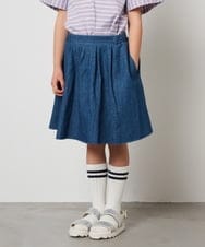 KJHGS01019 a.v.v KIDS(アー・ヴェ・ヴェ) [100-130]タックフレアスカート デニム