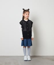 KJHGS01019 a.v.v KIDS(アー・ヴェ・ヴェ) [100-130]タックフレアスカート デニム
