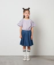 KJHGS01019 a.v.v KIDS(アー・ヴェ・ヴェ) [100-130]タックフレアスカート デニム