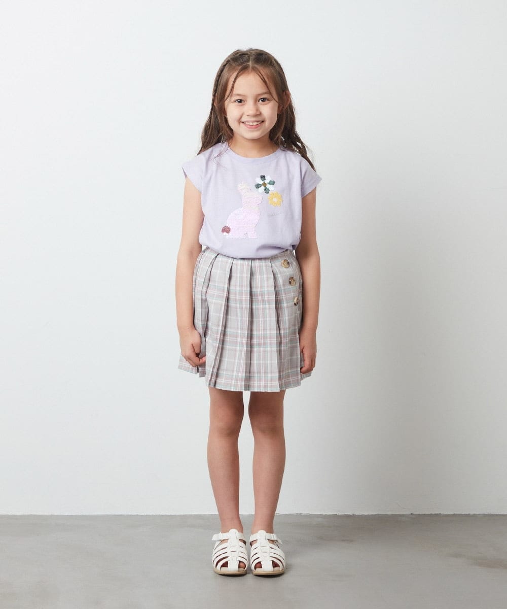 KJHGS02029 a.v.v KIDS(アー・ヴェ・ヴェ) [110-130]チェックプリーツスカート ピンク