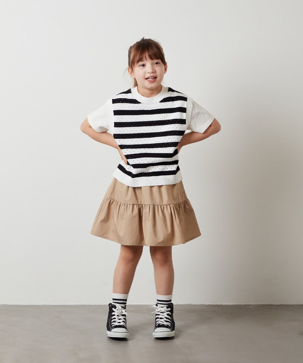 KJHHS04024 a.v.v KIDS(アー・ヴェ・ヴェ) [100-130]ティアードミニスカート ベージュ