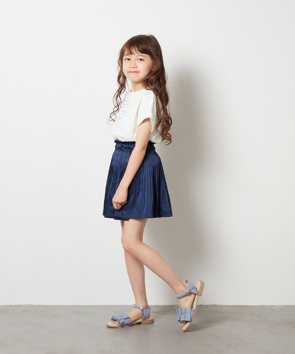 KJHHS05029 a.v.v KIDS(アー・ヴェ・ヴェ) [100-130]サテンプリーツミニスカート ネイビー