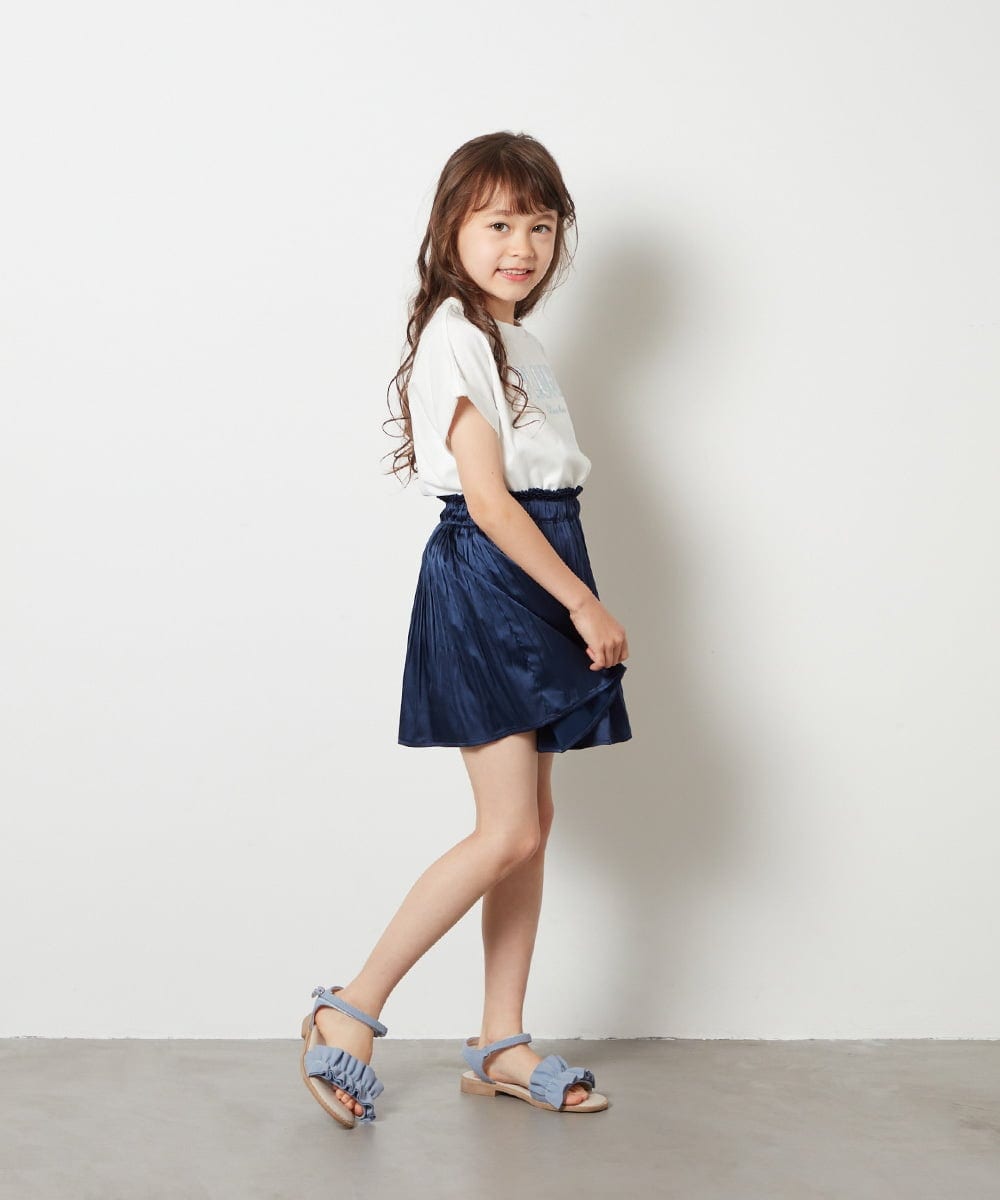 KJHHS05029 a.v.v KIDS(アー・ヴェ・ヴェ) [100-130]サテンプリーツミニスカート ネイビー