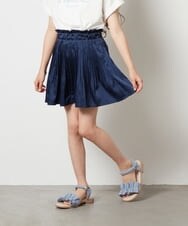 KJHHT05034 a.v.v KIDS(アー・ヴェ・ヴェ) [140-150]サテンプリーツミニスカート ライトグレー