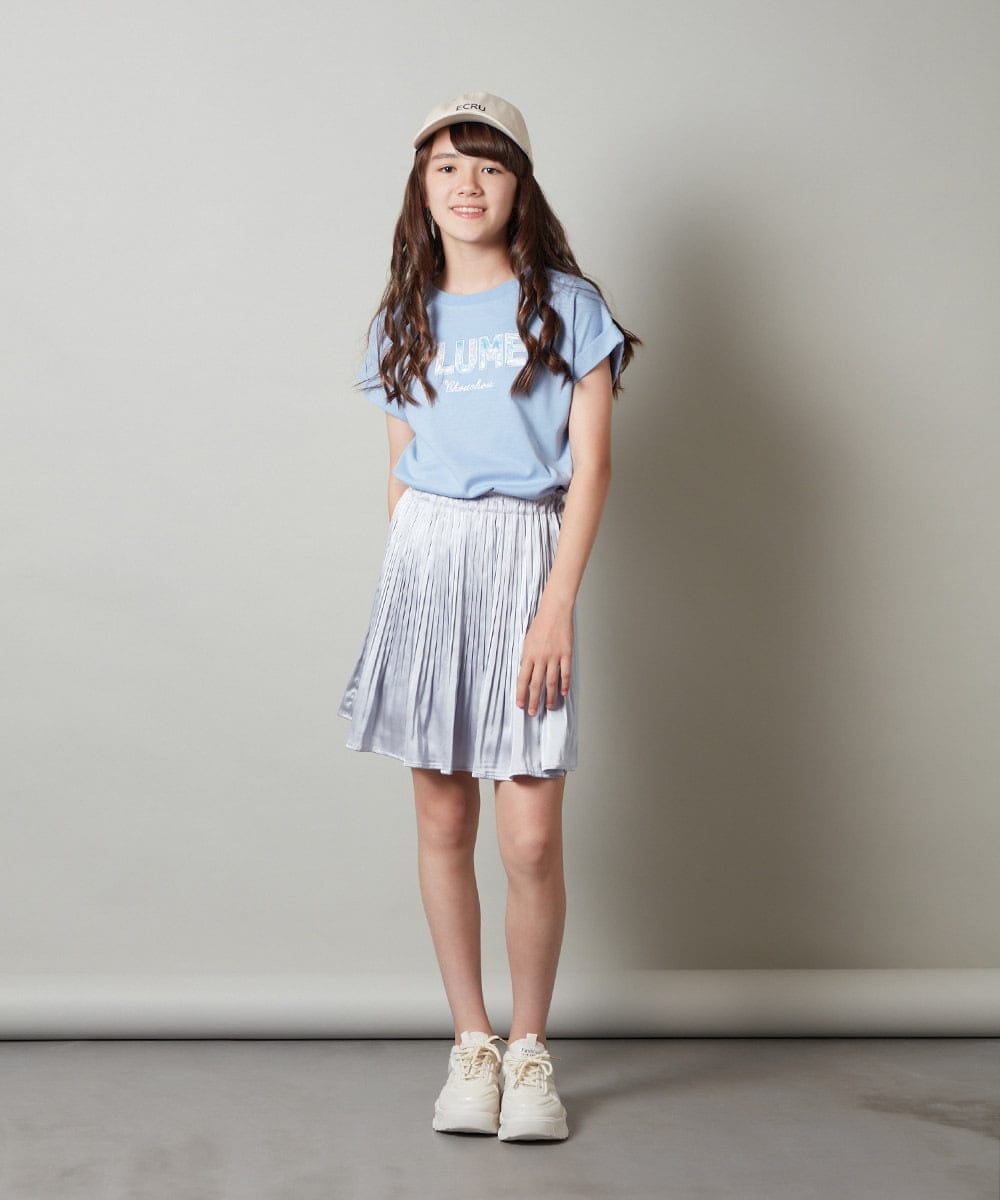 KJHHT05034 a.v.v KIDS(アー・ヴェ・ヴェ) [140-150]サテンプリーツミニスカート ライトグレー