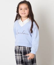 KJKAD01034 a.v.v KIDS(アー・ヴェ・ヴェ) [120-160]【クロップド丈】衿付きロゴトレーナー ライトブルー