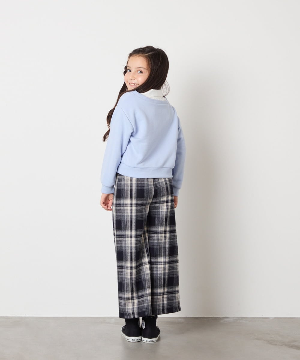 KJKAD01034 a.v.v KIDS(アー・ヴェ・ヴェ) [120-160]【クロップド丈】衿付きロゴトレーナー ライトブルー
