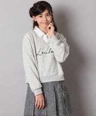 KJKAD01034 a.v.v KIDS(アー・ヴェ・ヴェ) [120-160]【クロップド丈】衿付きロゴトレーナー ライトブルー