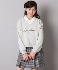 KJKAD01034 a.v.v KIDS(アー・ヴェ・ヴェ) [120-160]【クロップド丈】衿付きロゴトレーナー ライトブルー