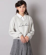 KJKAD01034 a.v.v KIDS(アー・ヴェ・ヴェ) [120-160]【クロップド丈】衿付きロゴトレーナー ライトブルー